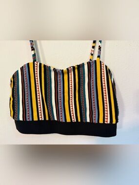 ZARA Multicolor Striped Knit Bustier Crop Top Boho Size S